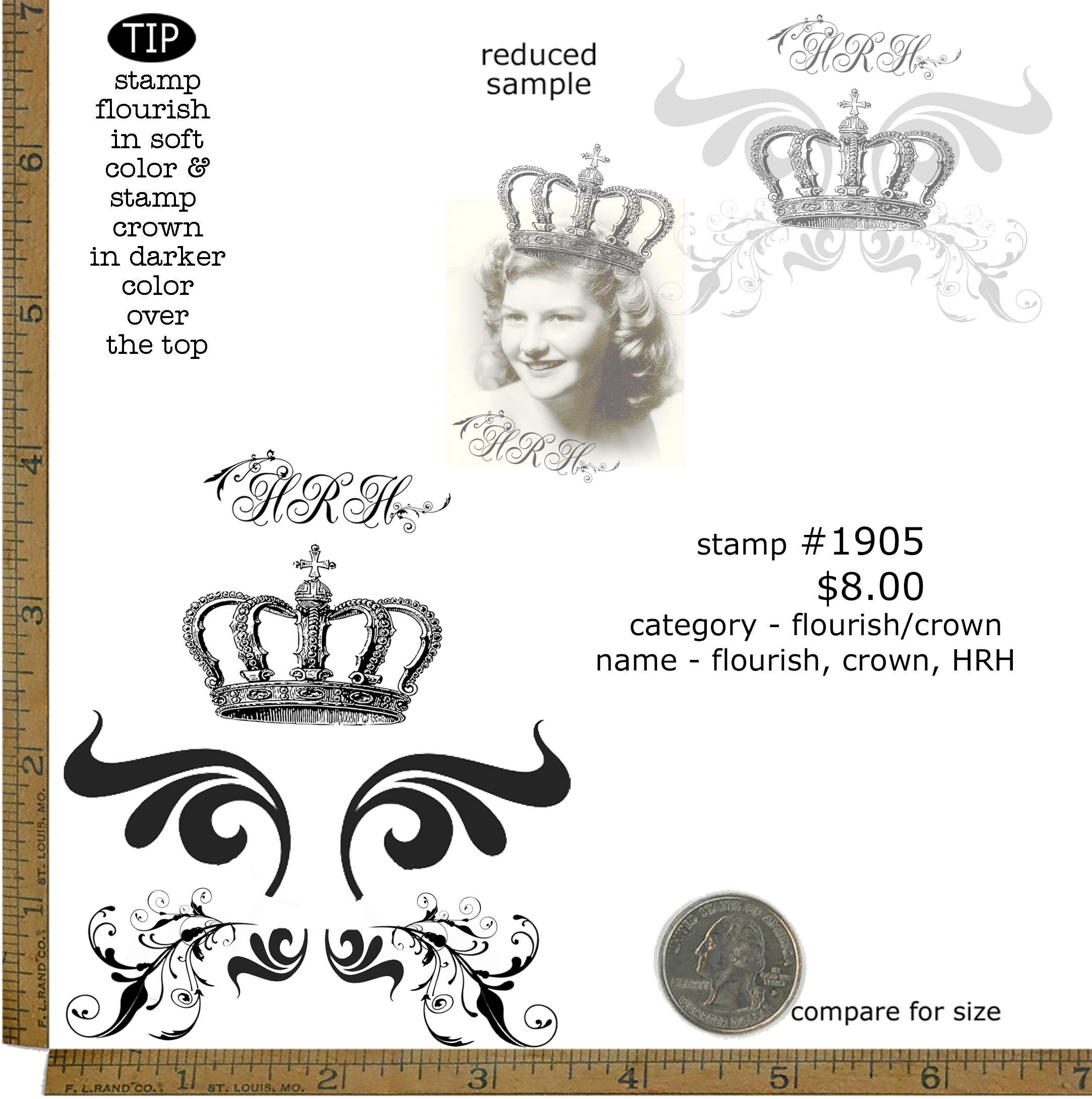 #1905 - Flourish, Crown, HRH